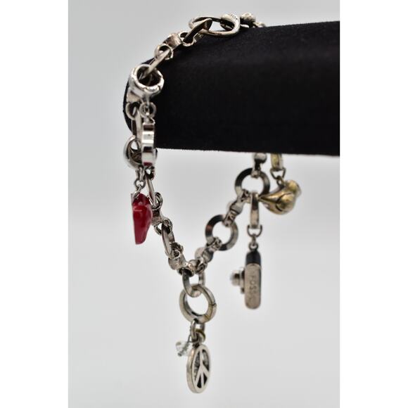 Fossil Vintage Charm Bracelet NYC Apple Camera Peace Bird Heart Key Rare BinAW - Picture 5 of 12